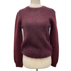 MiH Jeans Dawes Merino Mohair Blend Brushed Burgundy Sweater Size Small